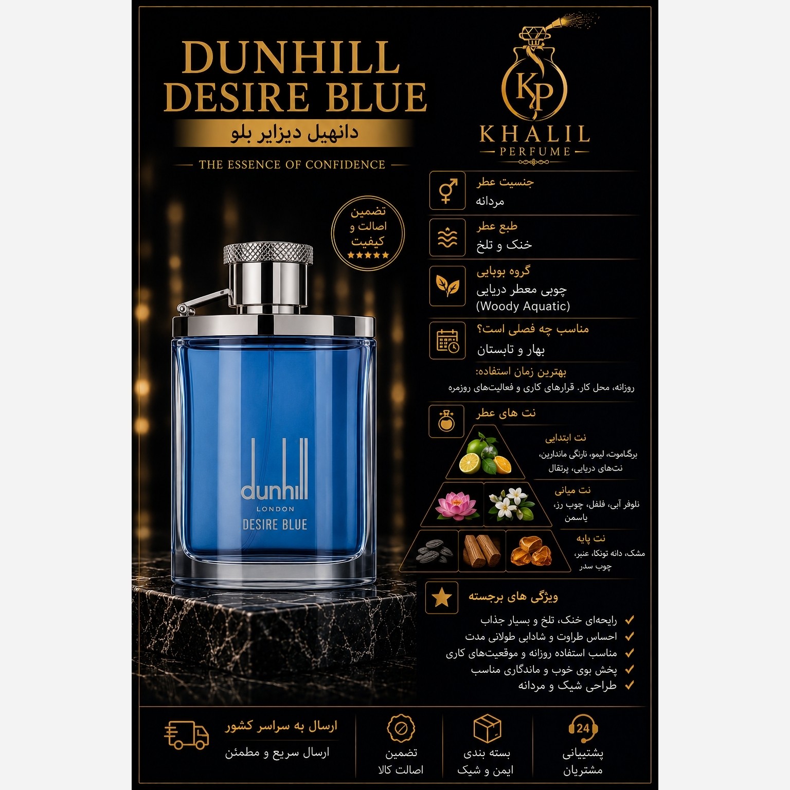 عطر دانهیل دیزایر بلو آبی(هر میل)
