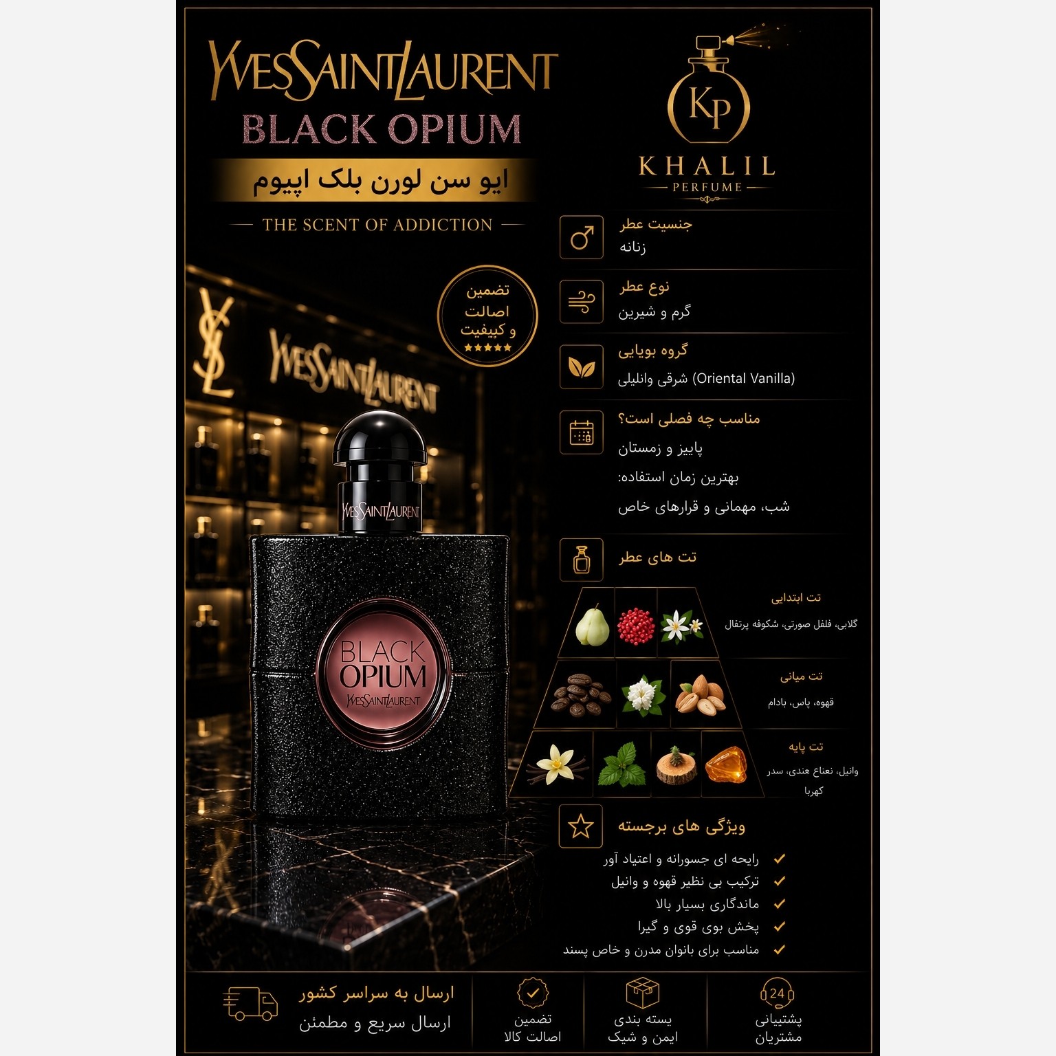 عطر ایو سن لورن بلک اپیوم (هر میل)