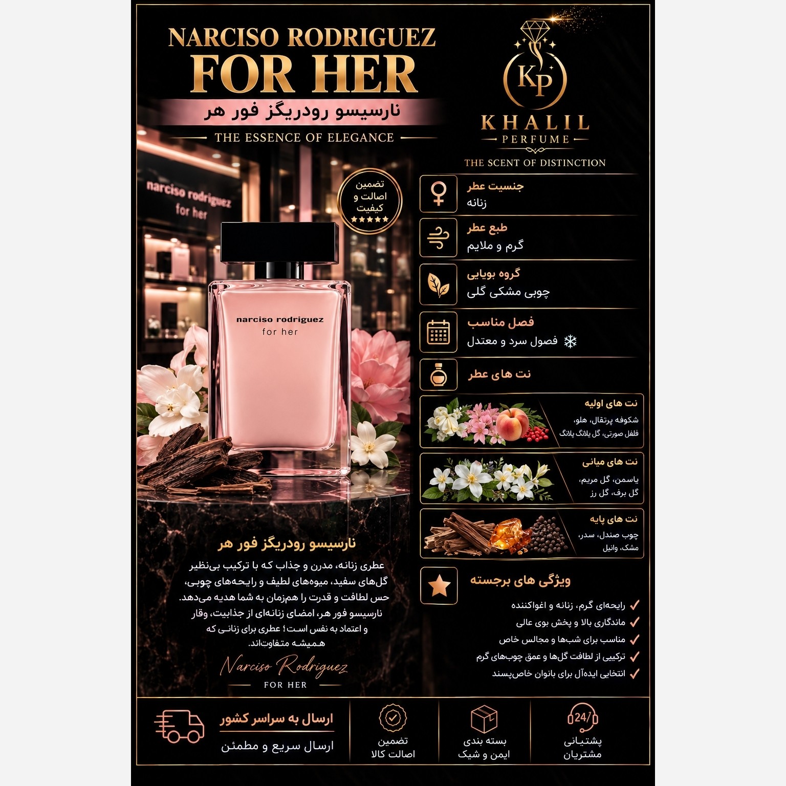 عطر نارسیس رودریگز صورتی(هر میل)
