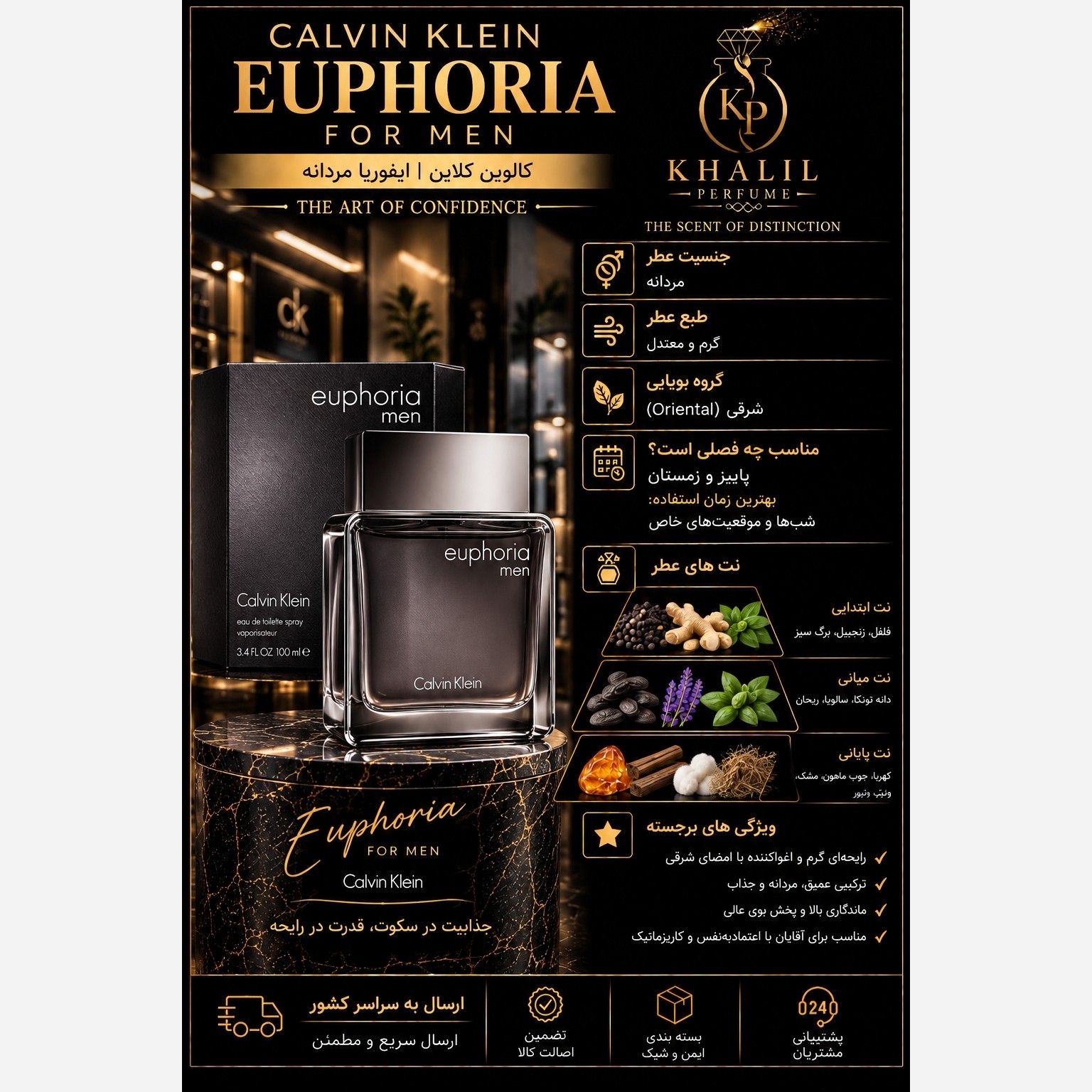 عطر کالوین کلین ایفوریا مردانه(هر میل)
